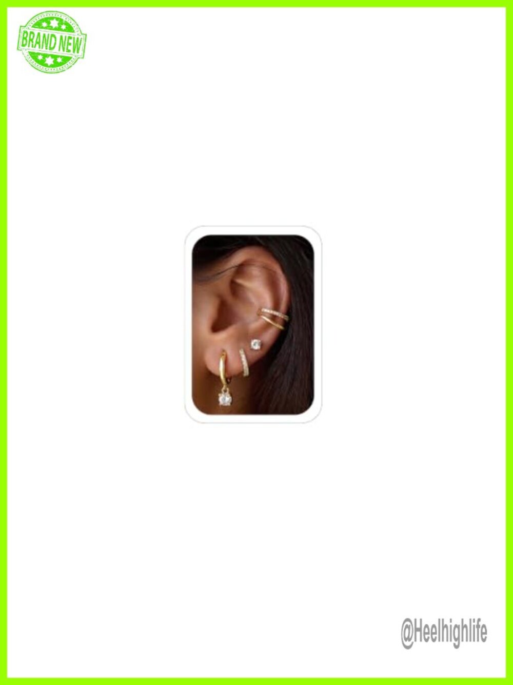 4Pcs 14K Gold Plated Huggie Hoop Earrings Set Cubic Zirconia Women